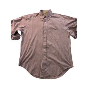 Mens L Vintage Light Pink - Red & Blue Blue 90s LL Bean Button Down